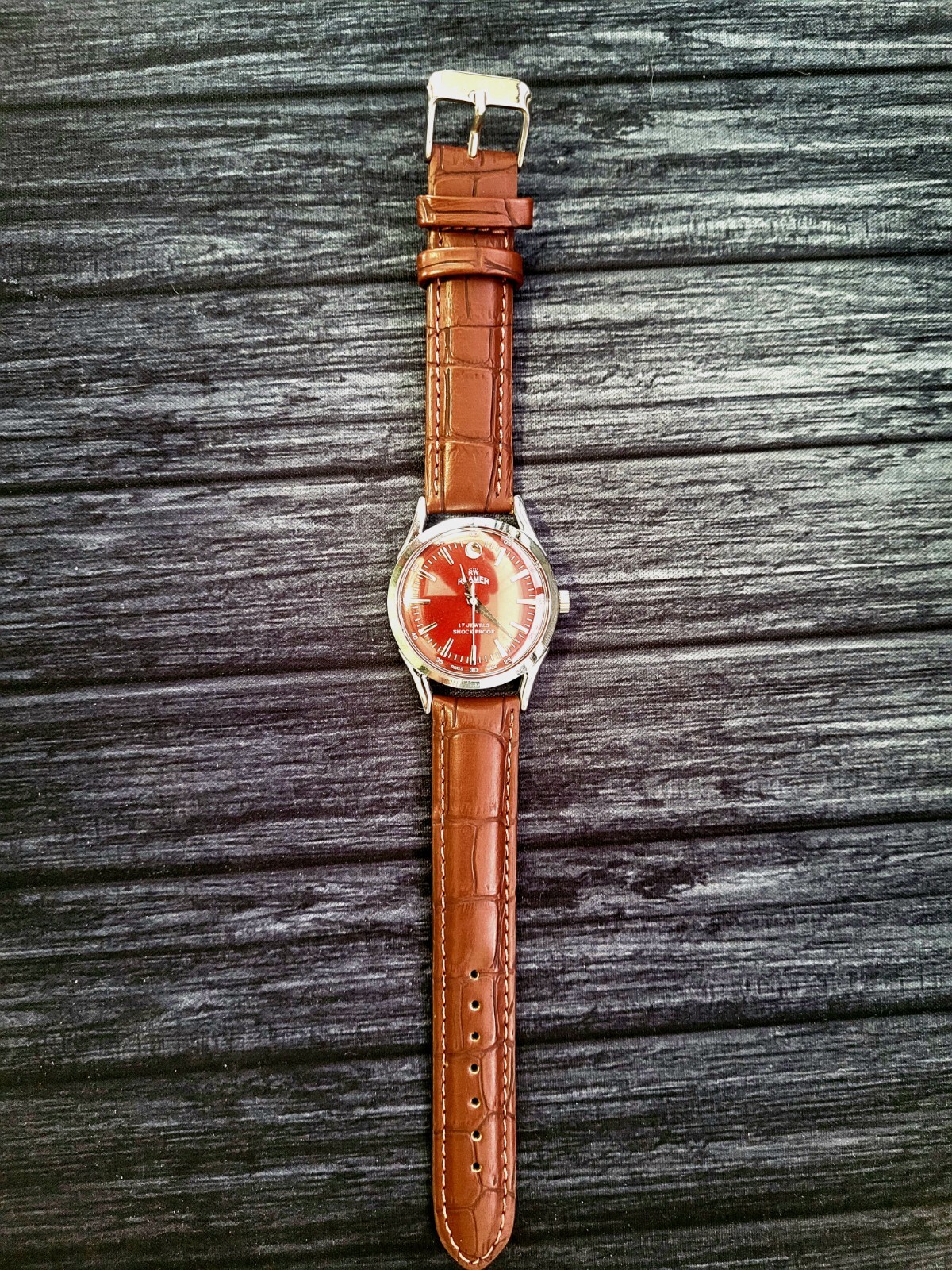 RARE Roamer Shock Proof Manual Wind Swiss Watch Restored Serviced SLV-RED-BRW