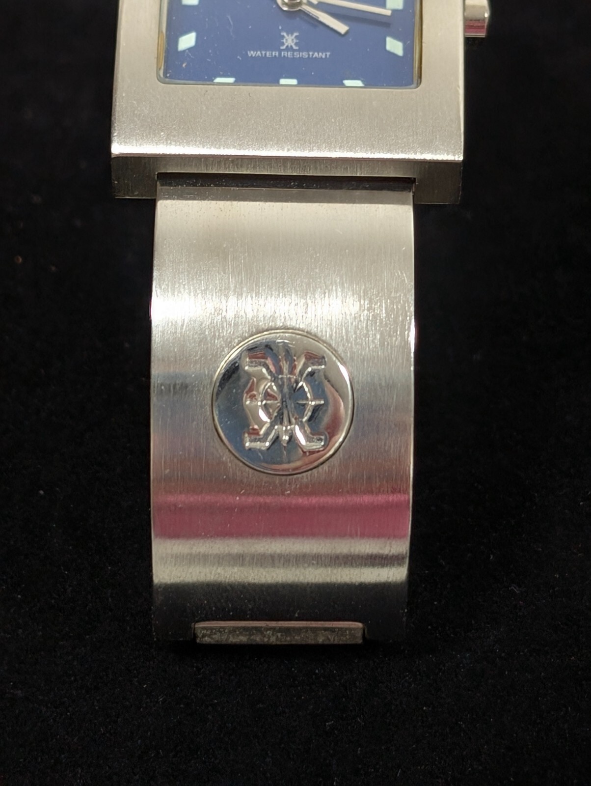 Space Blue Dial Square Brushed Silver Tone Womens Watch 6 inch