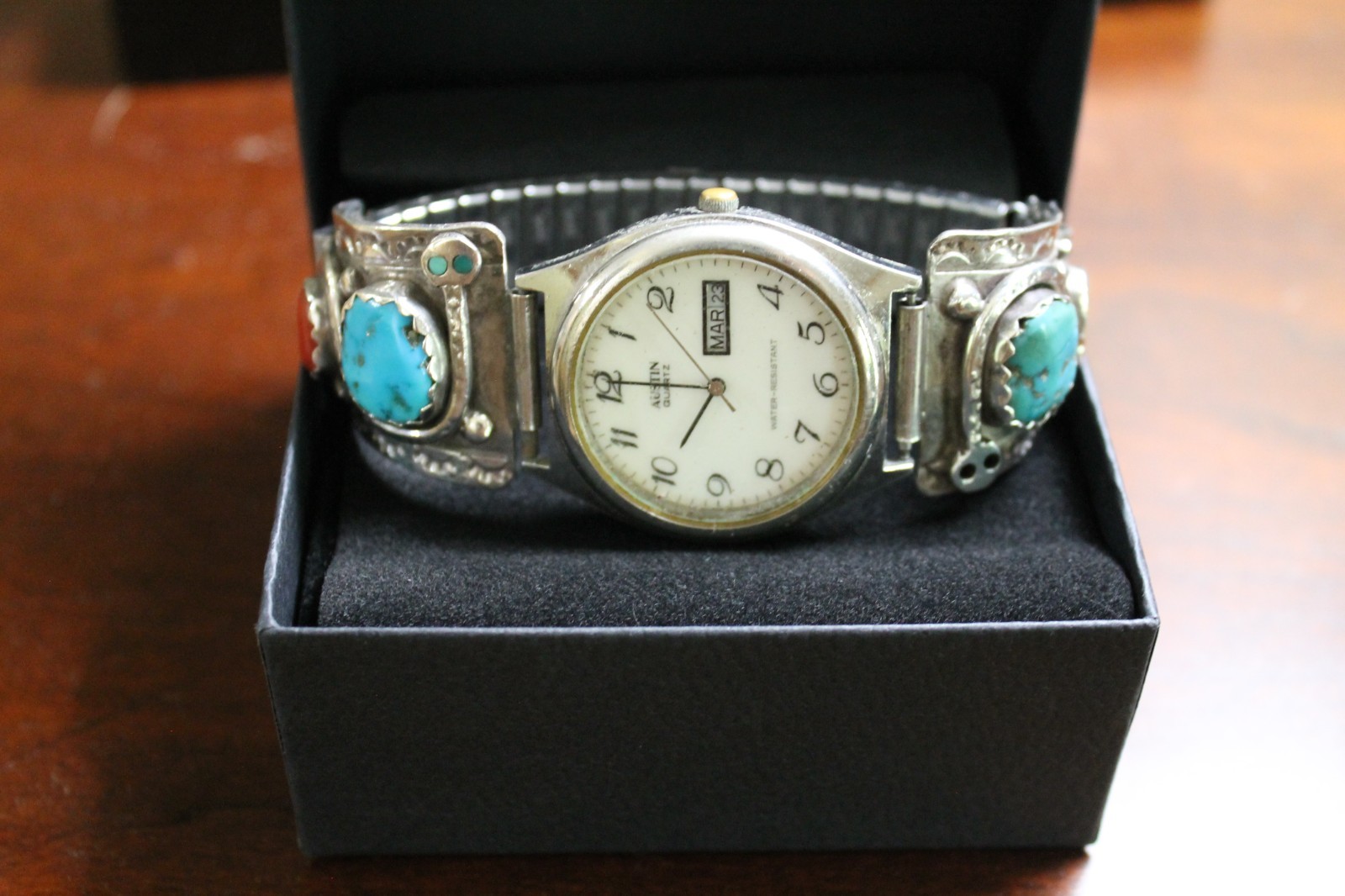 Antique Silver & Turquoise Mens Watch
