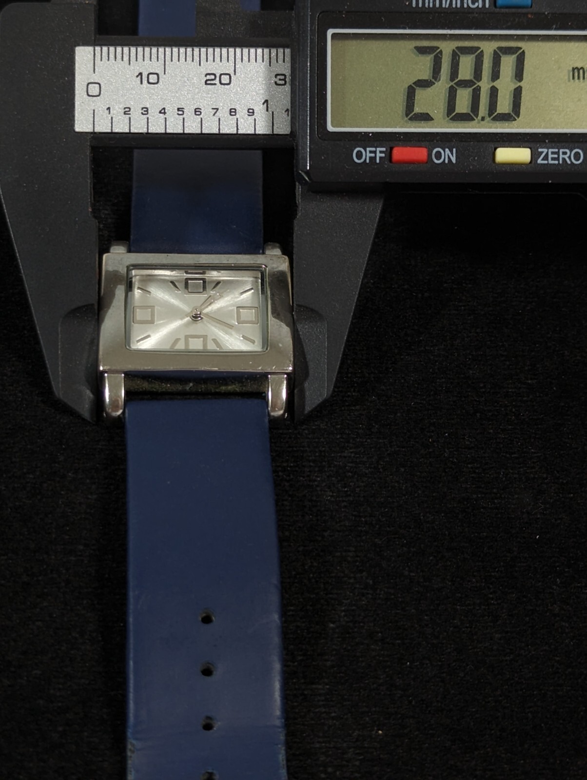 Coldwater Creek Silver Tone Dial Rectangle Case Blue Faux Leather Band Watch