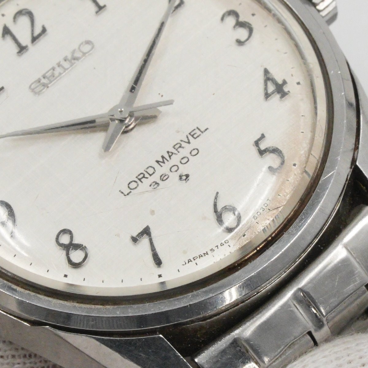 Vintage Seiko Lord Marvel 5740-8000 36000 Silver Linen Arabic Manual Watch SS JP