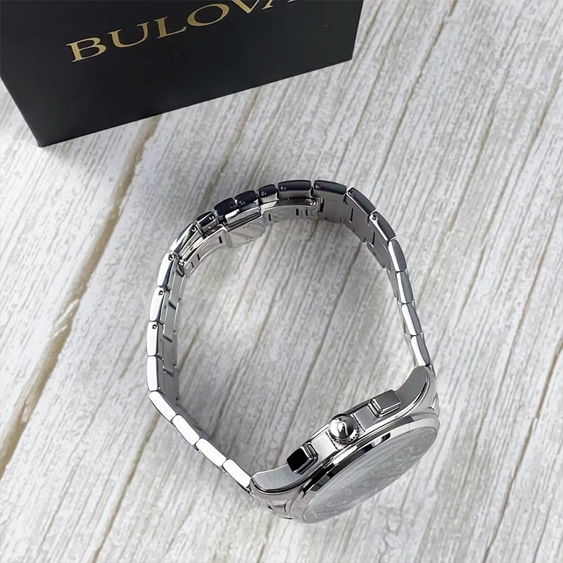 Bulova Wilton 96B288 Black Dial Men’s Chronograph Quartz New Watch 46mm Steel