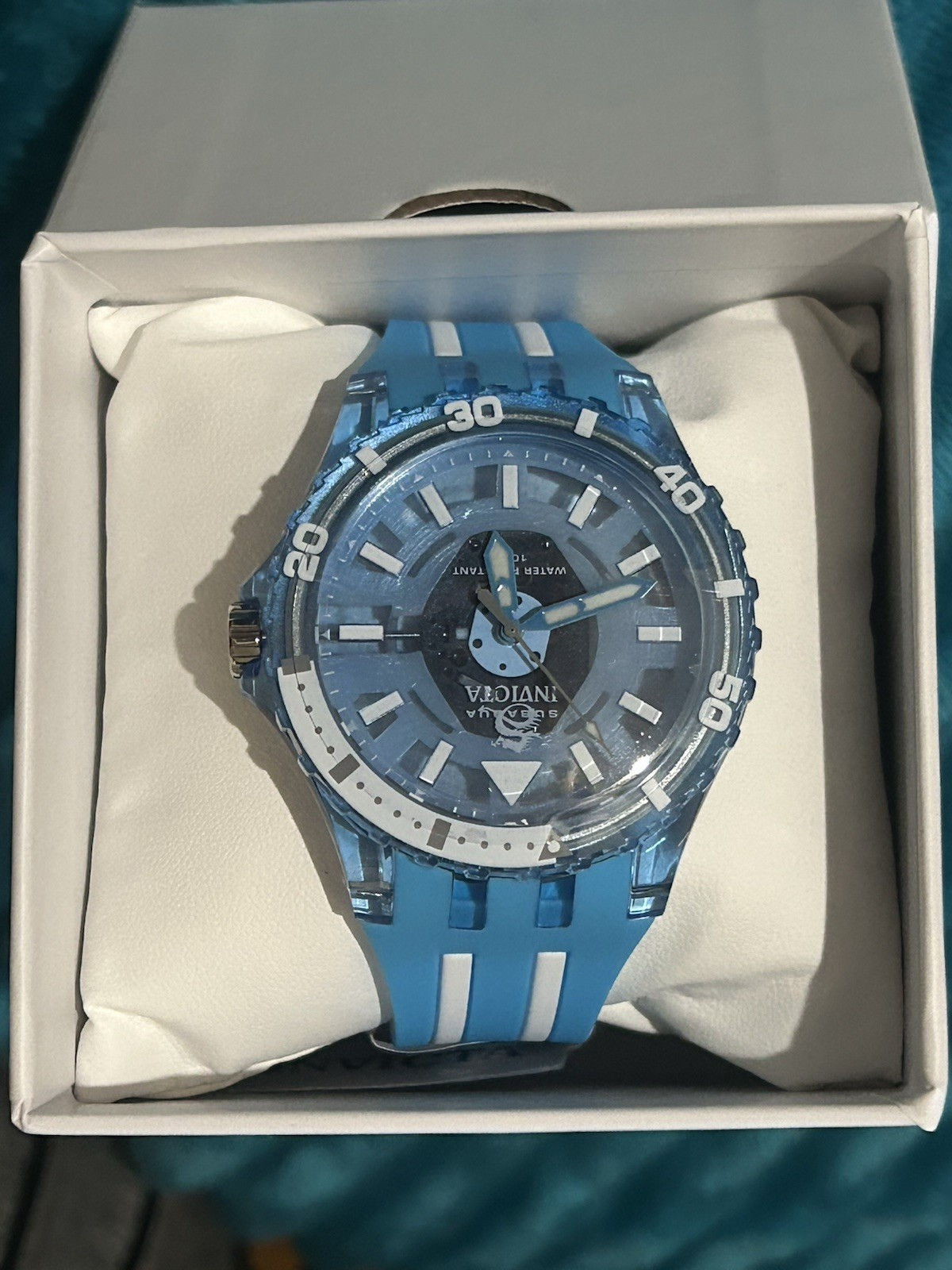 Invicta Subaqua Men’s Quartz Diver Watch 50mm Blue/White Silicone Strap w/ Box