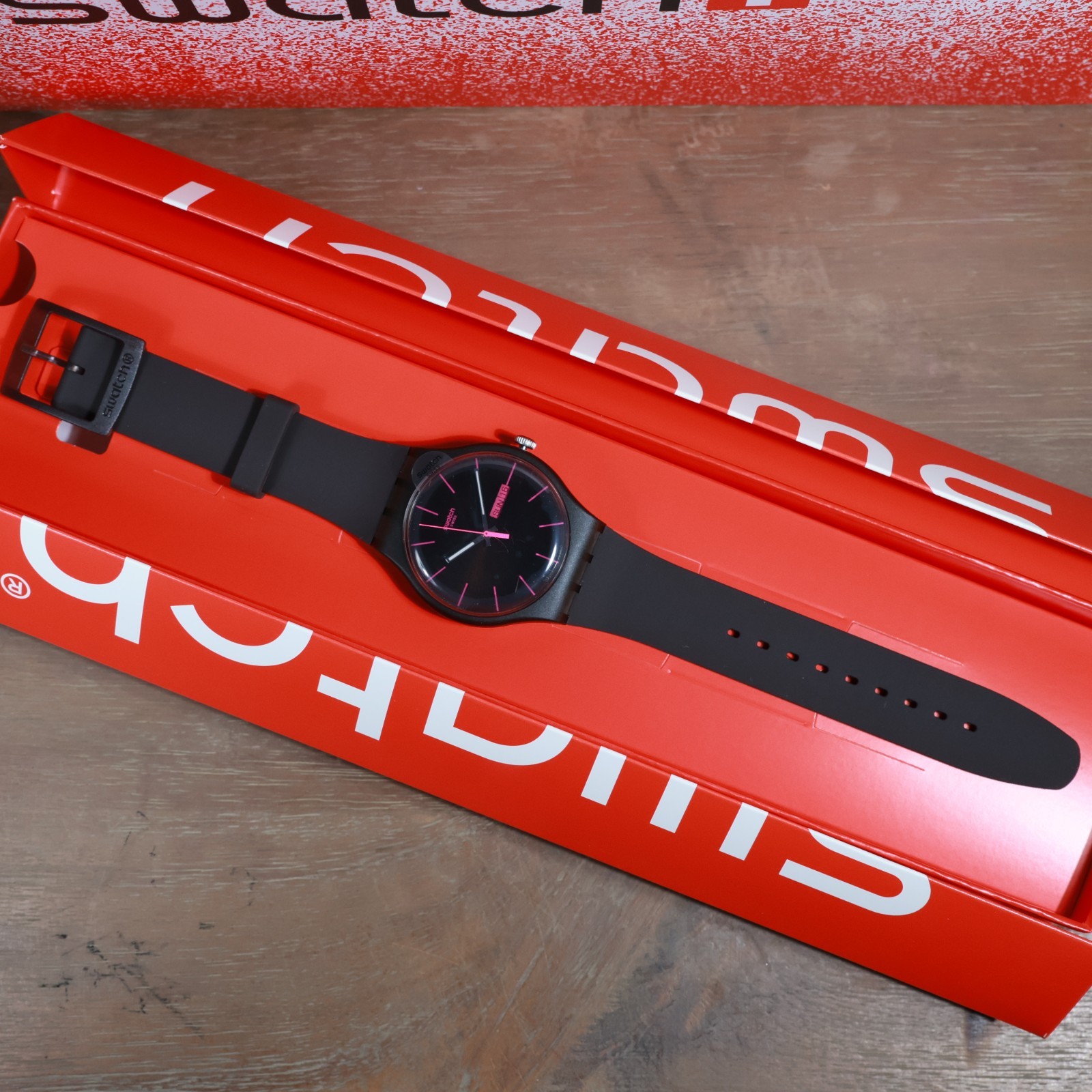 New Gent Swiss Swatch Watch BROWN REBEL SUOC700 Gray Black Pink Day Date 41MM