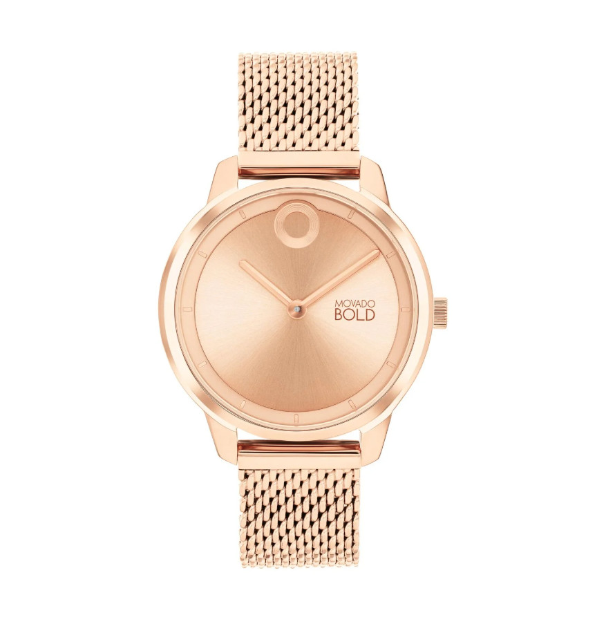 MOVADO 3600983 ROSE GOLD DIAL ROSE GOLD STAINLESS MESH BRACELET WOMENS WATCH