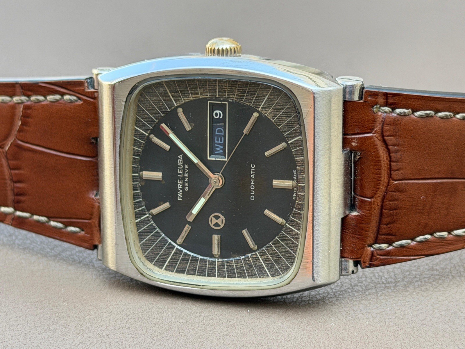 Favre Leuba Duomatic TV Shaped Automatic Swiss Made S-201