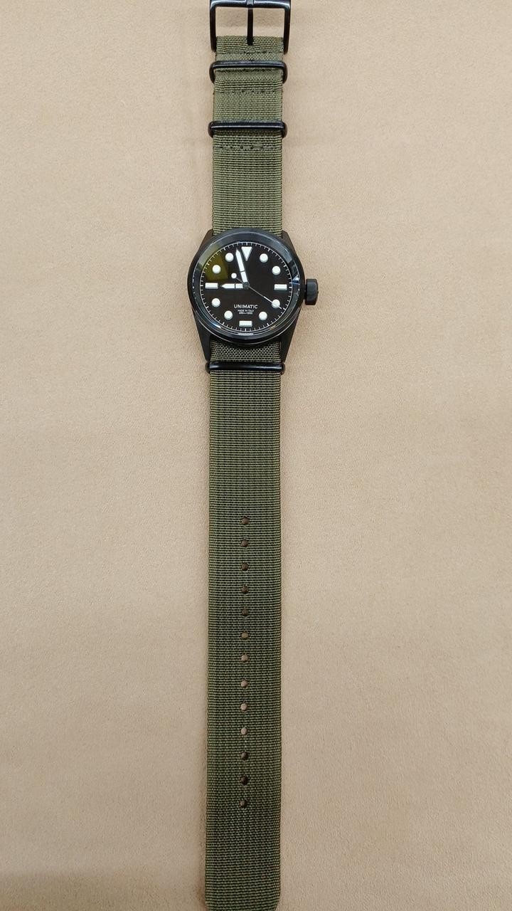 Unimatic U5S-BLN Automatic Dive Watch Leather Canvas Strap #M-1930
