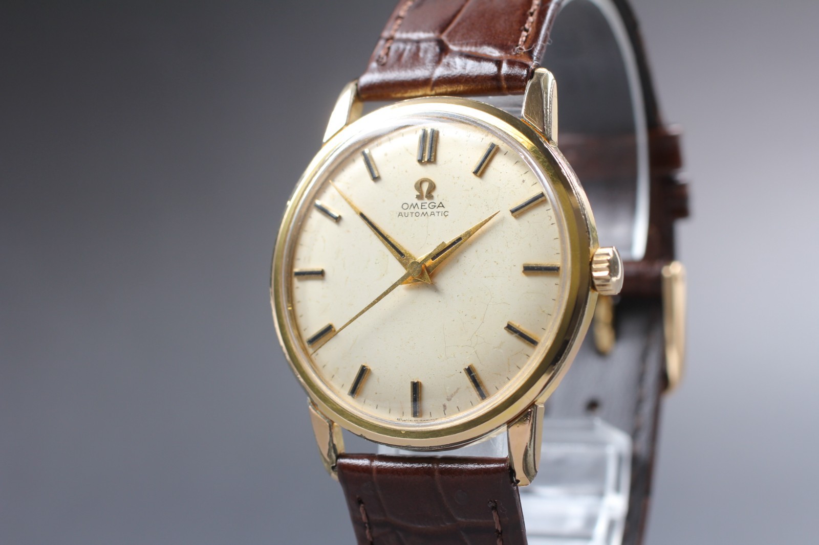 VINTAGE 1960s Omega Automatic 14702 SC Cal.552 Gold Round 33mm Men Watch JAPAN