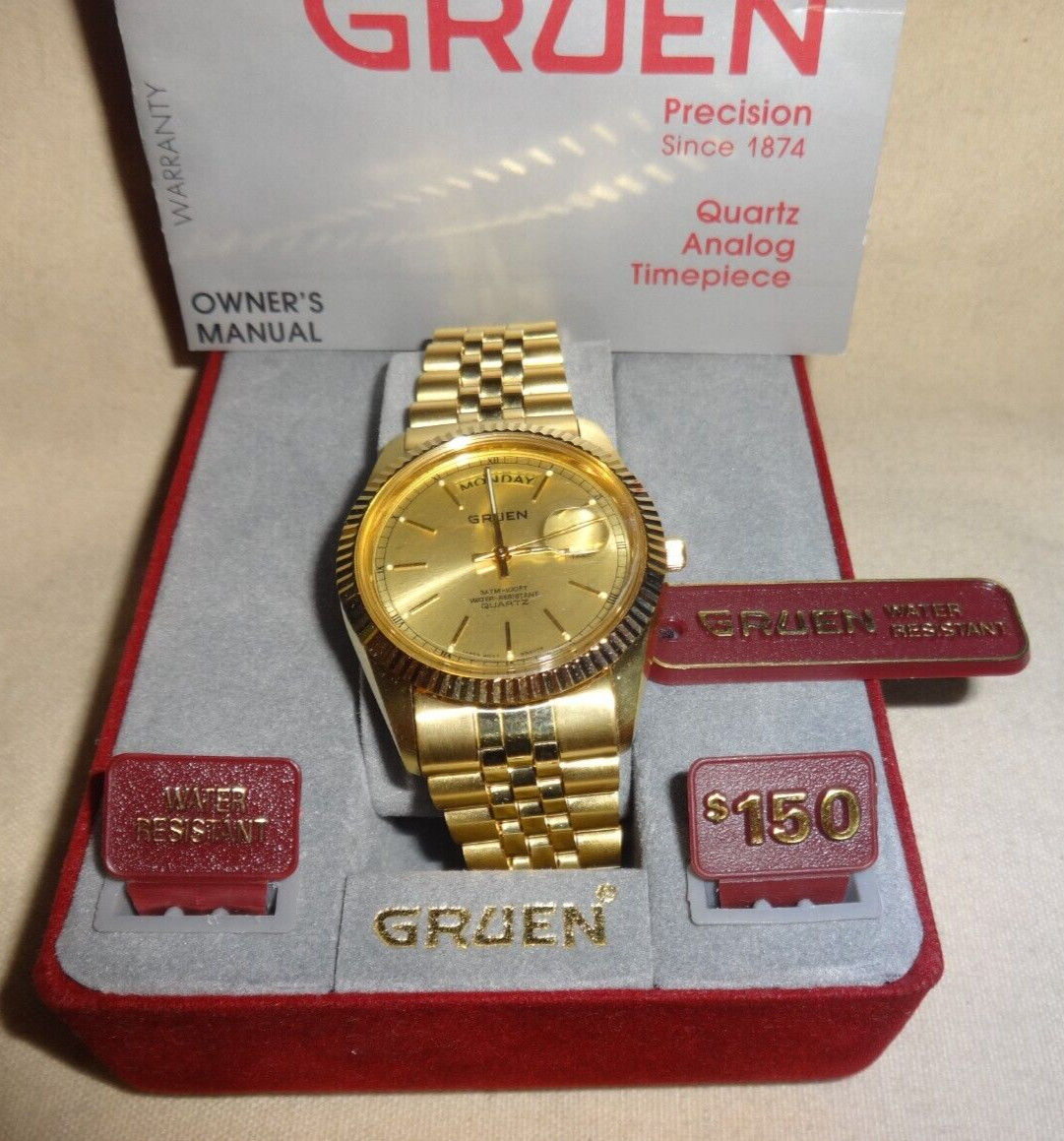Gruen Gold Plated Presidential Vintage Men’s Watch 36mm NEW OLD STOCK