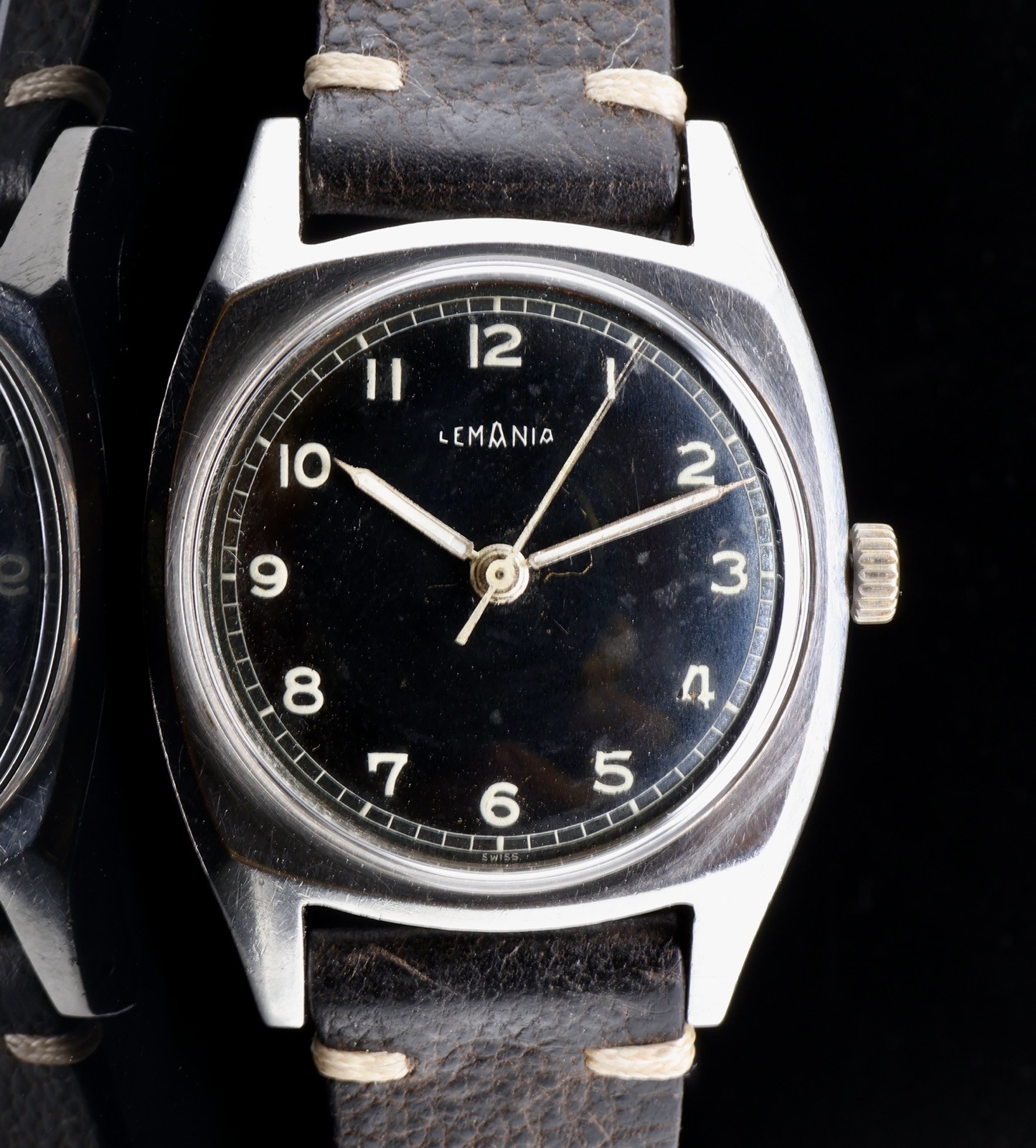 Vintage Late 1930s WWII Lemania Majetek Czech Pilot Military Watch 