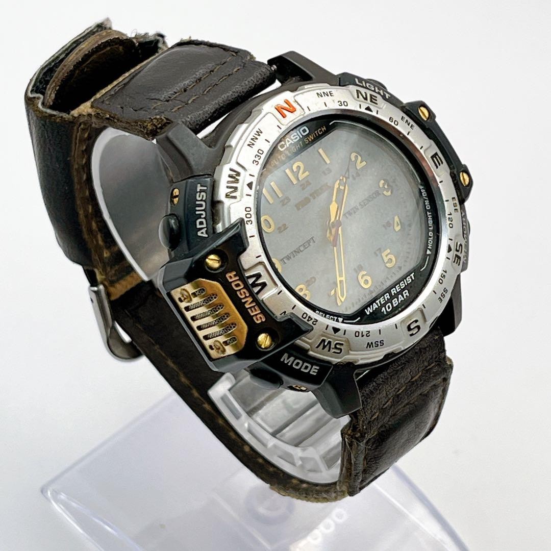 CASIO PRO TREK PRT-50 Leather Strap Men’s Watch, Working Condition From Japan