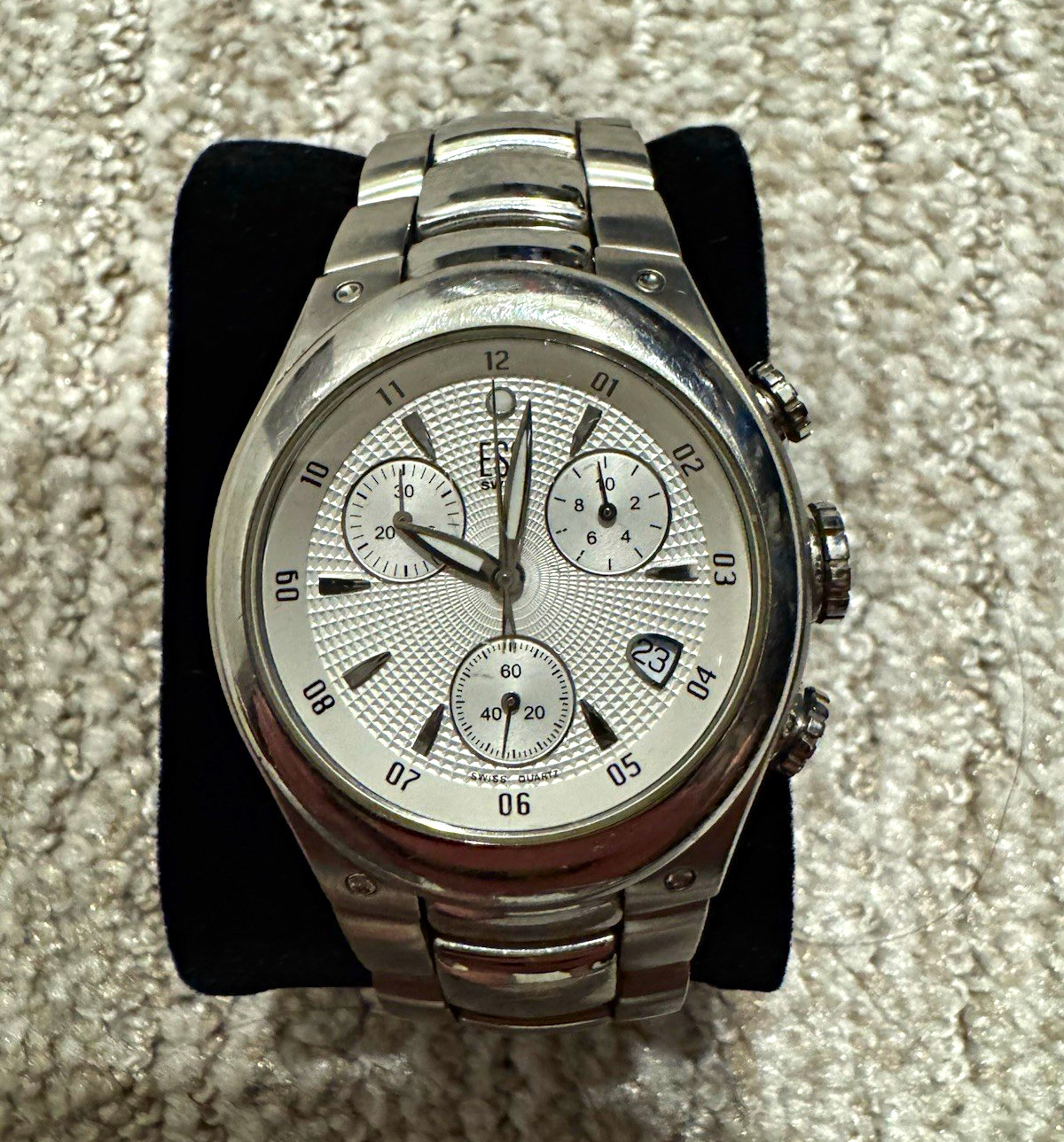 ESQ Men’s Quartz Chronograph Date Silver Tone Stainless Steel Watch