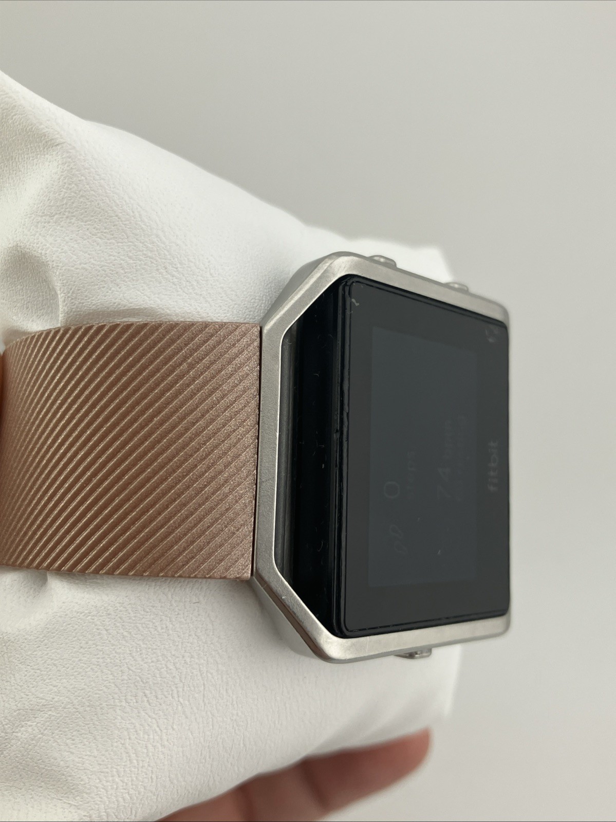 Fitbit Blaze FB502 40mm Smart Watch Silver/Rose Gold Tone w/ Charger Tested/Runs