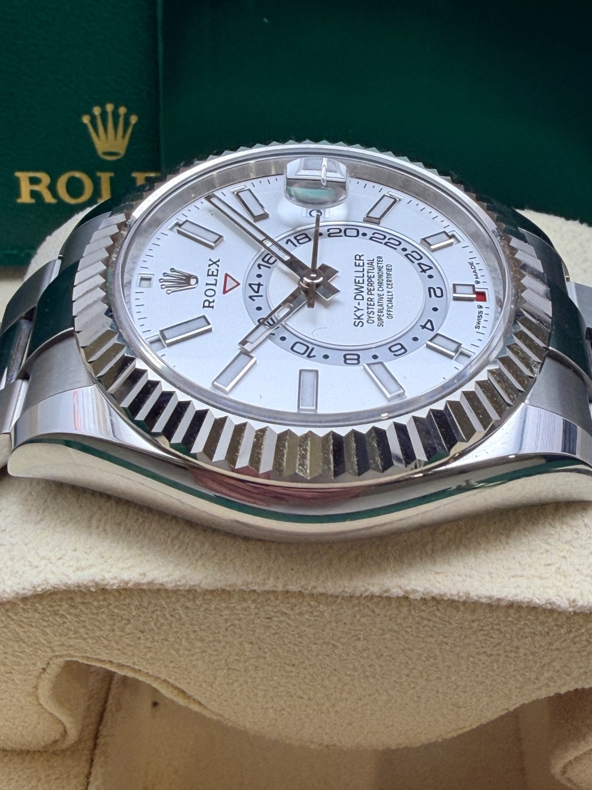 Rolex 2023 Sky-Dweller 326934 Silver Oyster Bracelet with Silver Bezel warranty