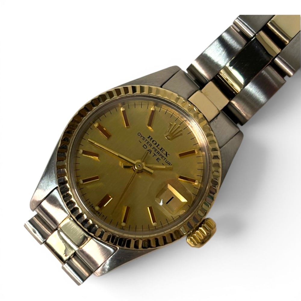 Full Set 1972 Rolex Ladies Date Two Tone 26 mm Champagne Automatic Watch 6917
