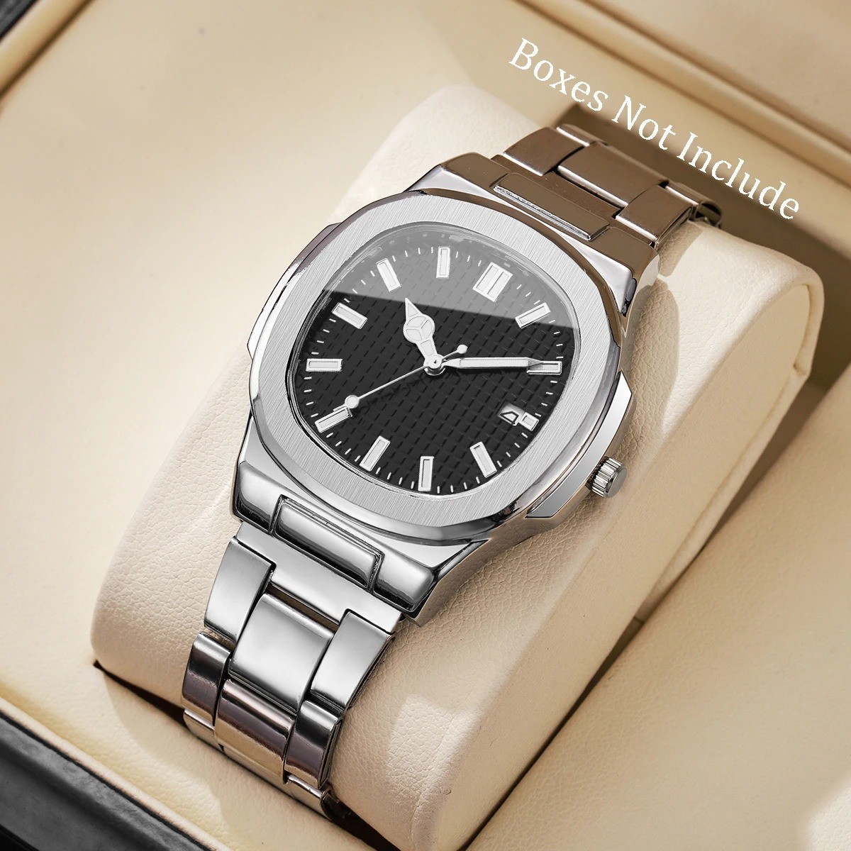 Montres d’affaires de luxe pour hommes, cadran carré, bracelet en acier inoxydab