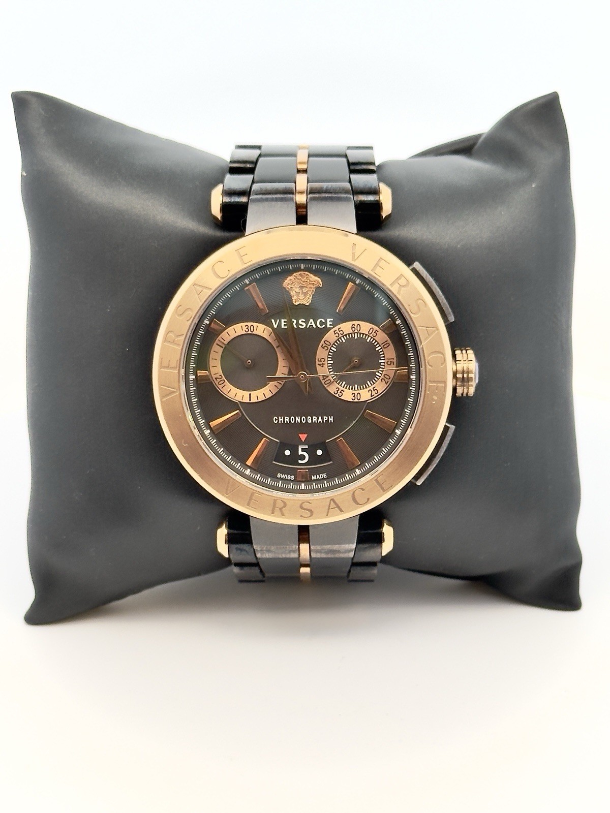 Versace Aion Chronograph Charcoal Bronze Stainless Steel Model VE1D00619 Watch