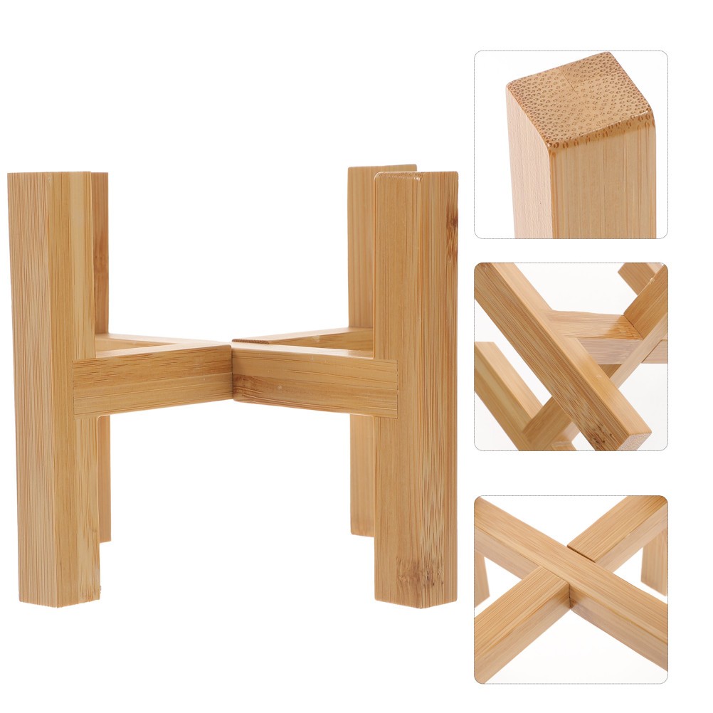 1Pcs Khaki Wooden Flower Rack Midsize Durable Flower Pot Holder