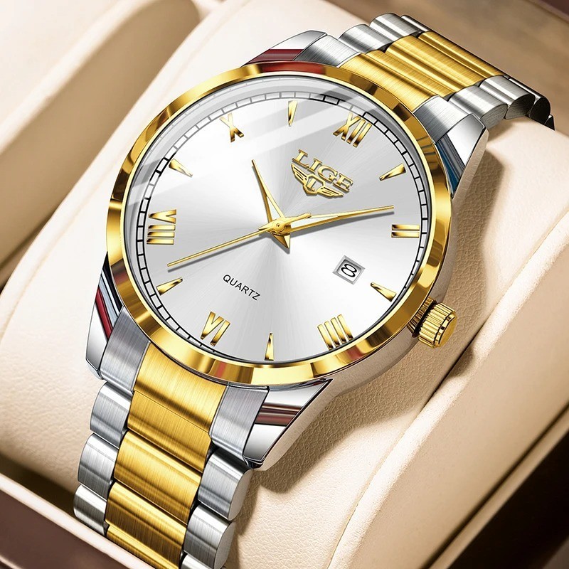 LIGE Original Fashion Watch For Men Stainless Steel Date Quartz Men Watch Waterp