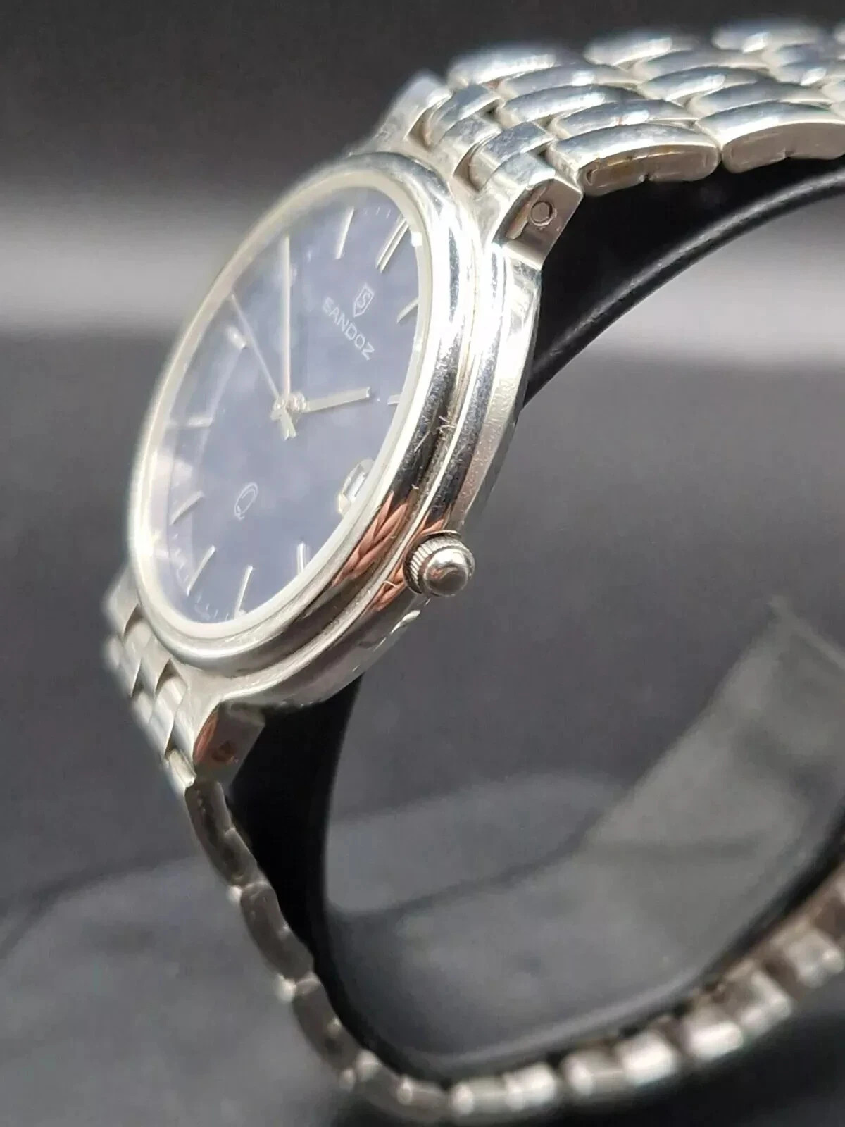SANDOZ Mens Quartz Watch Mens 32mm 1183-Z Swiss Calibre, Stainless Steel, Date