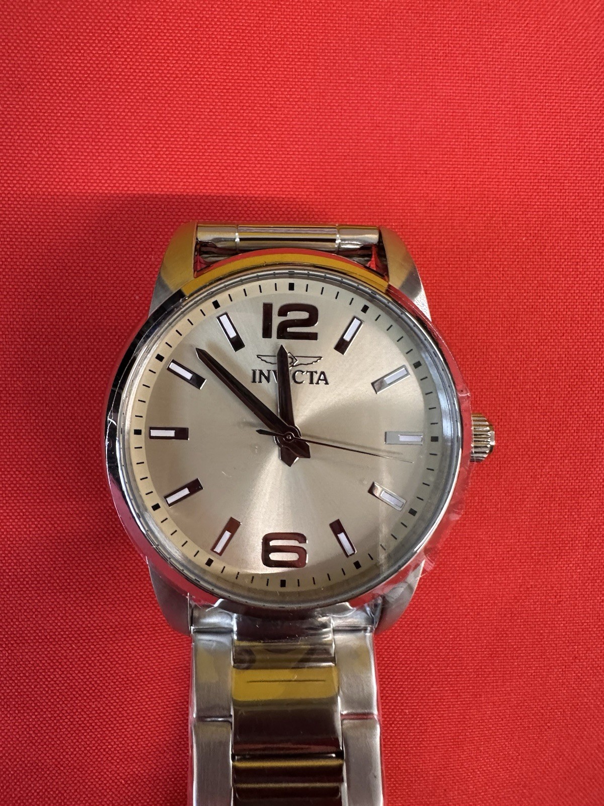 Invicta Watch, Stainless Case And Bracelet, Sand Colored Dial, Quartz, New