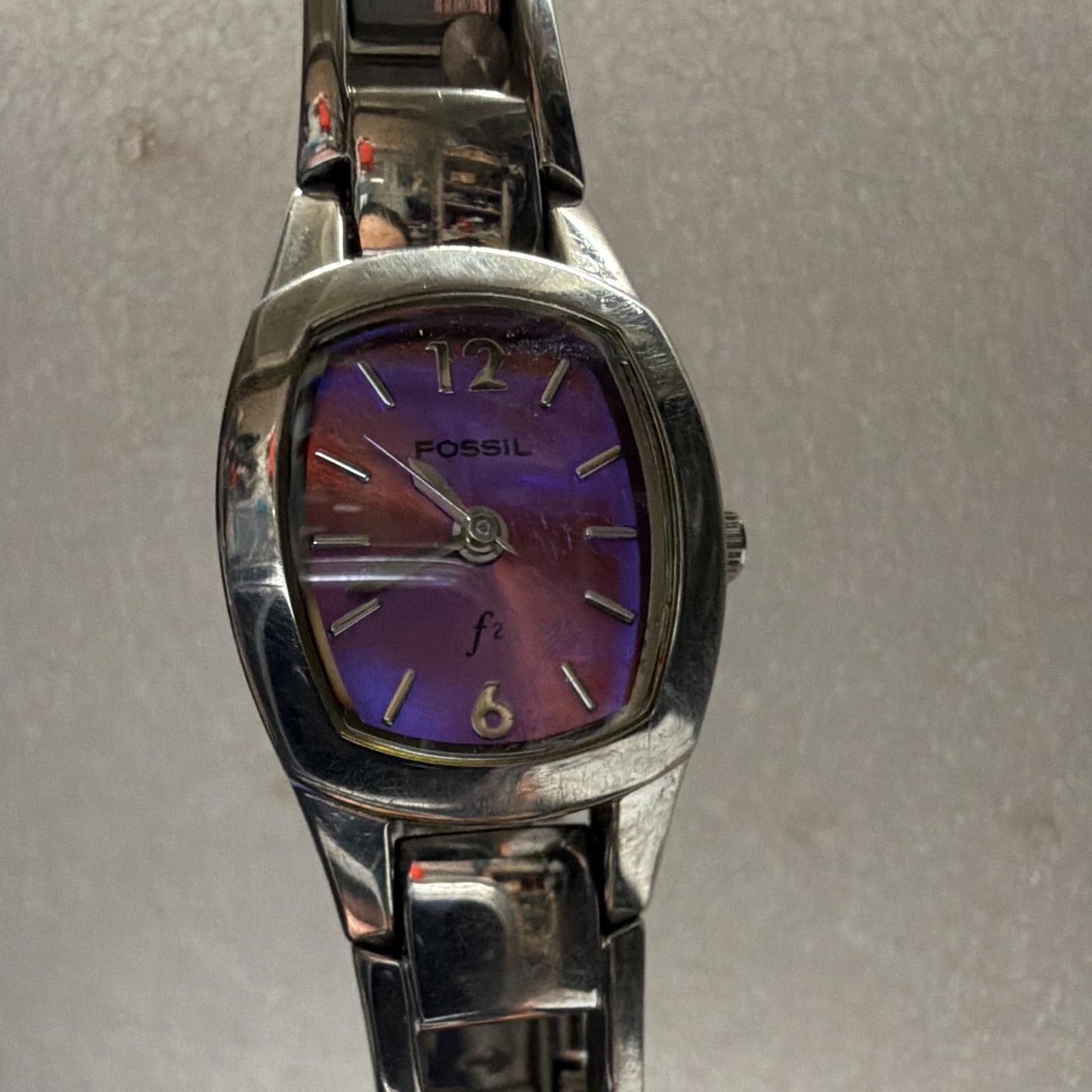 Fossil F2 ES-9595 Purple Dial Stainless Steel Women’s Quartz Watch