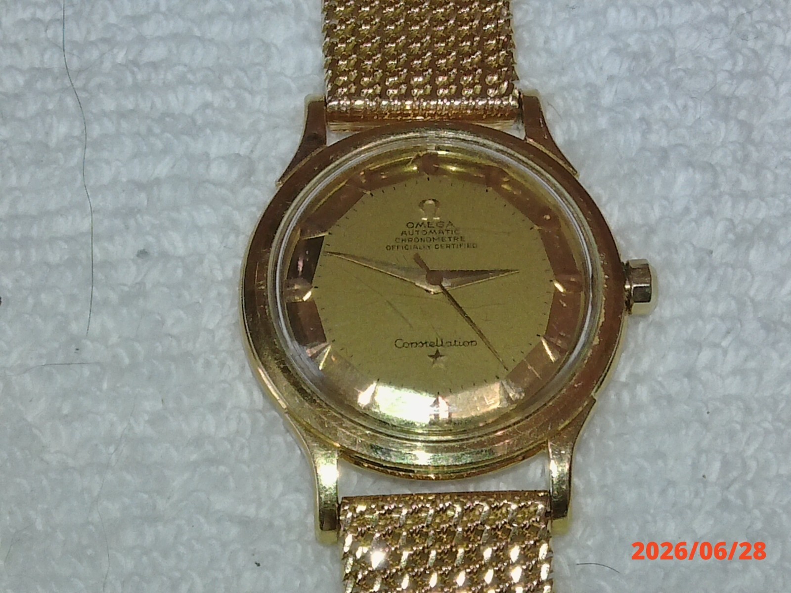 Omega 1954 Pie Pan 18K Gold Constellation w/ 18K Band & Arrow Markers