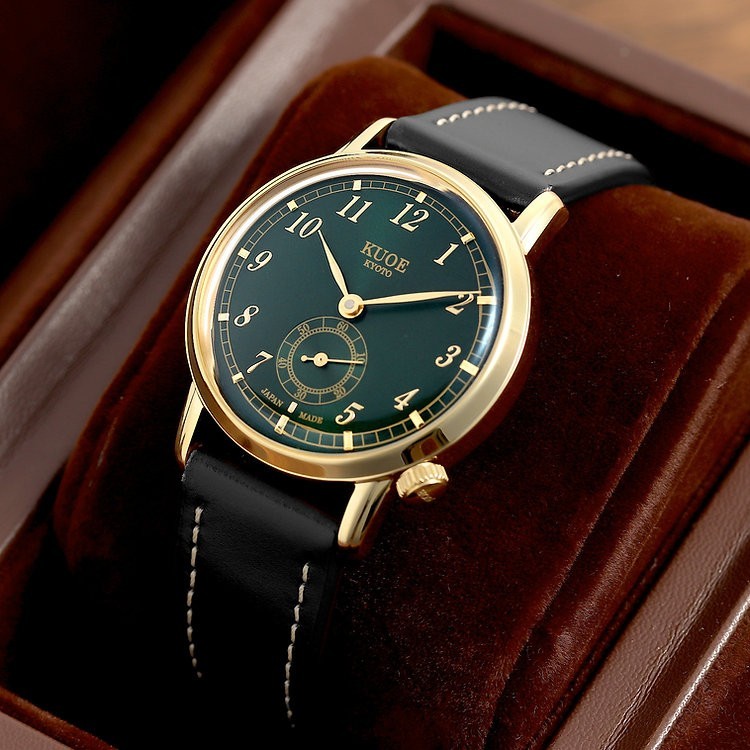 KUOE KYOTO OLD SMITH 90-007 Small Seconds Automatic Green Dial Black Strap GLD