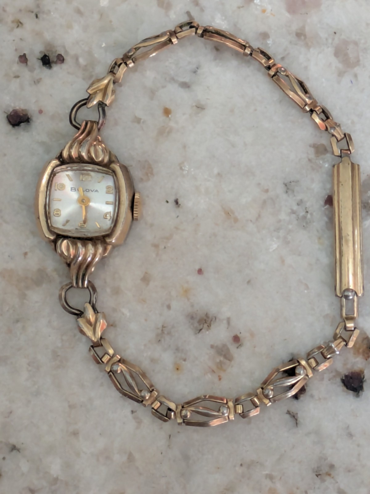 Vintage 1960 Bulova Ladies Swiss Wristwatch M0 10K RGP Bezel 12K Gold Filled Bra
