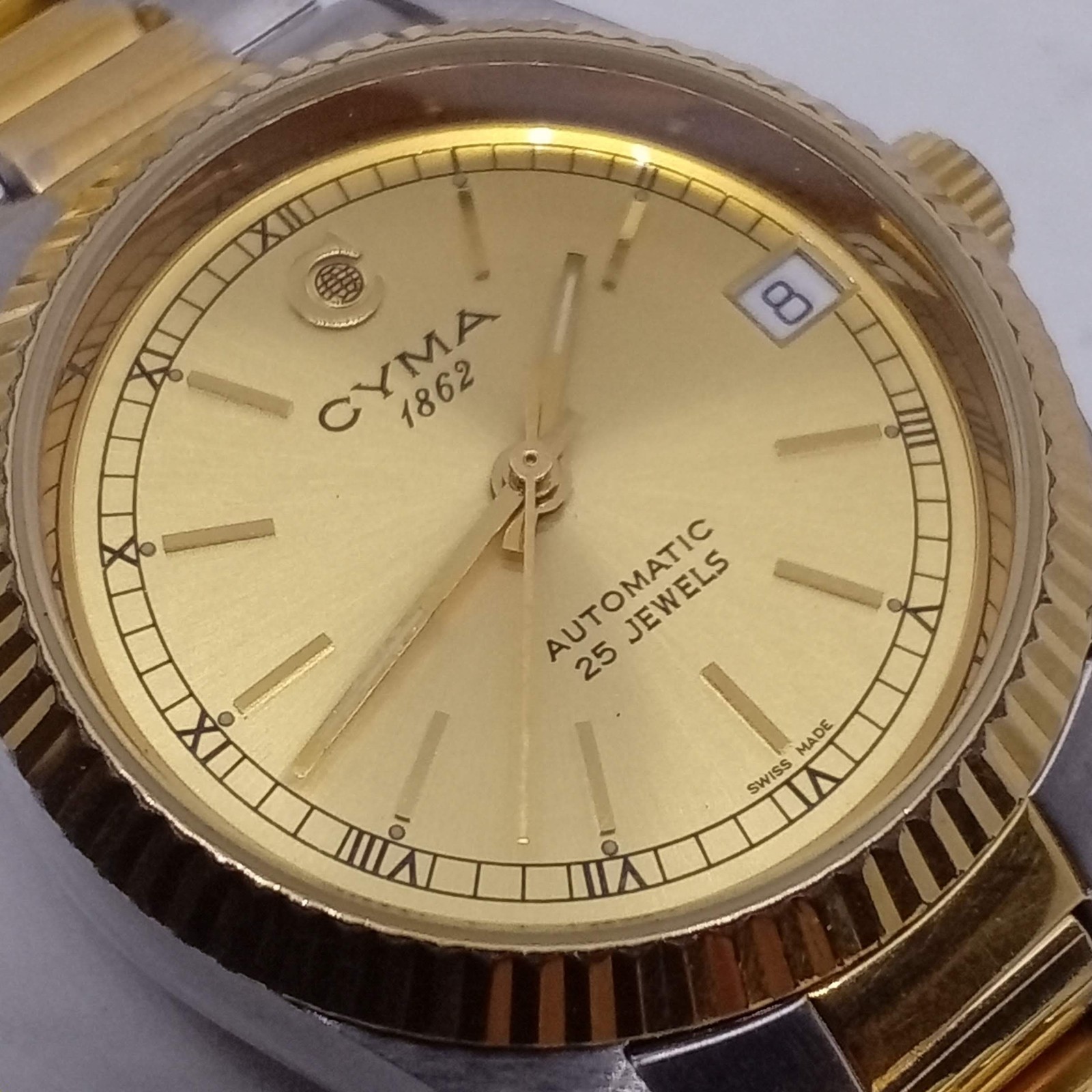 CYMA 1862 vintage Auto,Sapphire Crystal N-Mint, sharp fluted bezel,Unisex-Adults