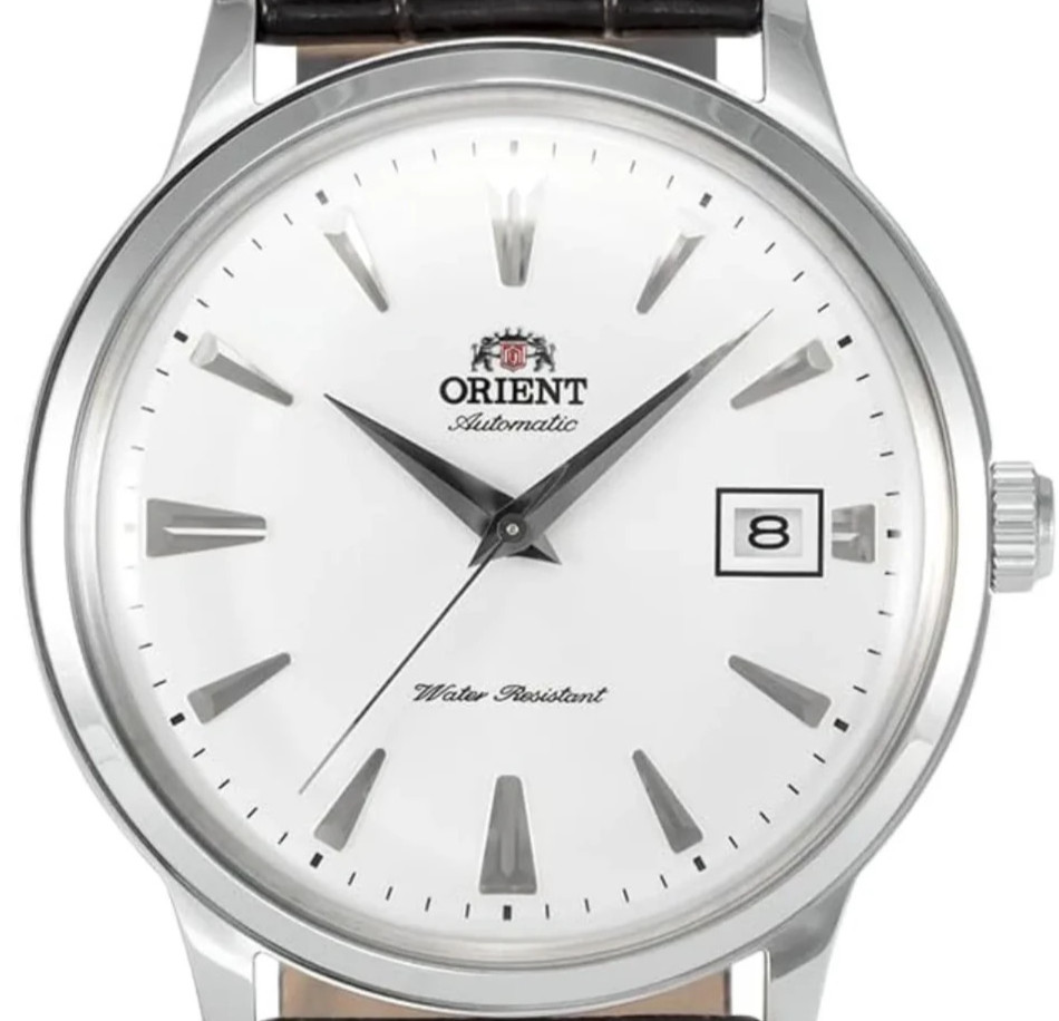 Orient Bambino Mens Automatic Watch TAC00005W0 White Date Dial Brown Leather 30M