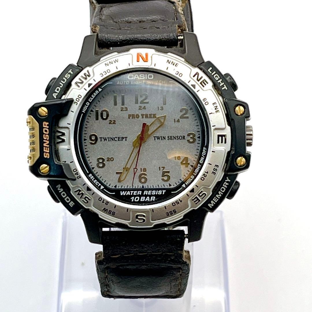 CASIO PRO TREK PRT-50 Leather Strap Men’s Watch, Working Condition From Japan