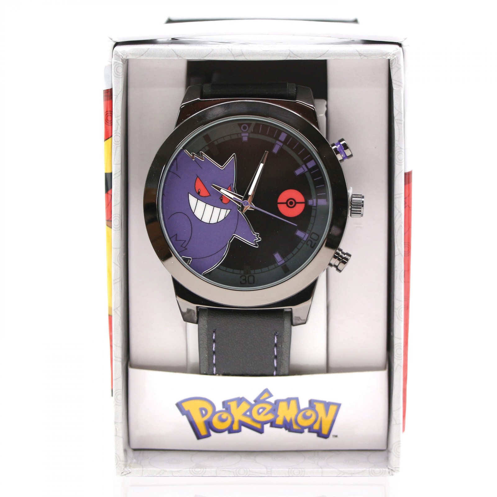 Pokemon Gengar Analog Watch with Faux Leather Band Black