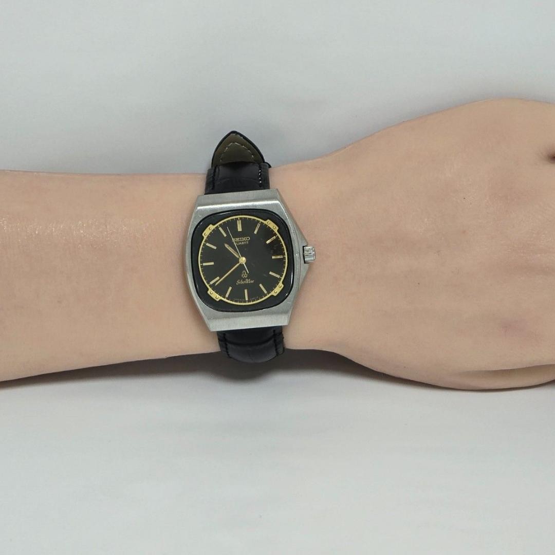 Seiko Silver Wave 6030-5280 Quartz Black Gold Watch Japan Vintage