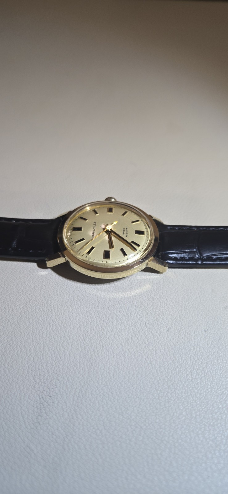 Caravelle Men’s Mechanical Dress Analog Watch Silver Dial Gold Case