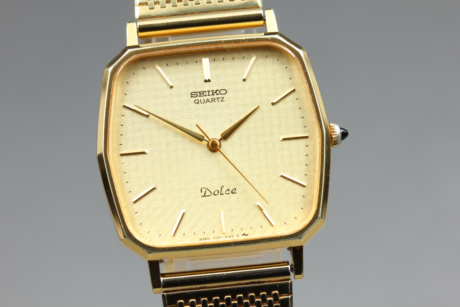 [Near MINT] Seiko Dolce 7731-5120 28mm Gold Dial Quartz Men’s Watch From JAPAN