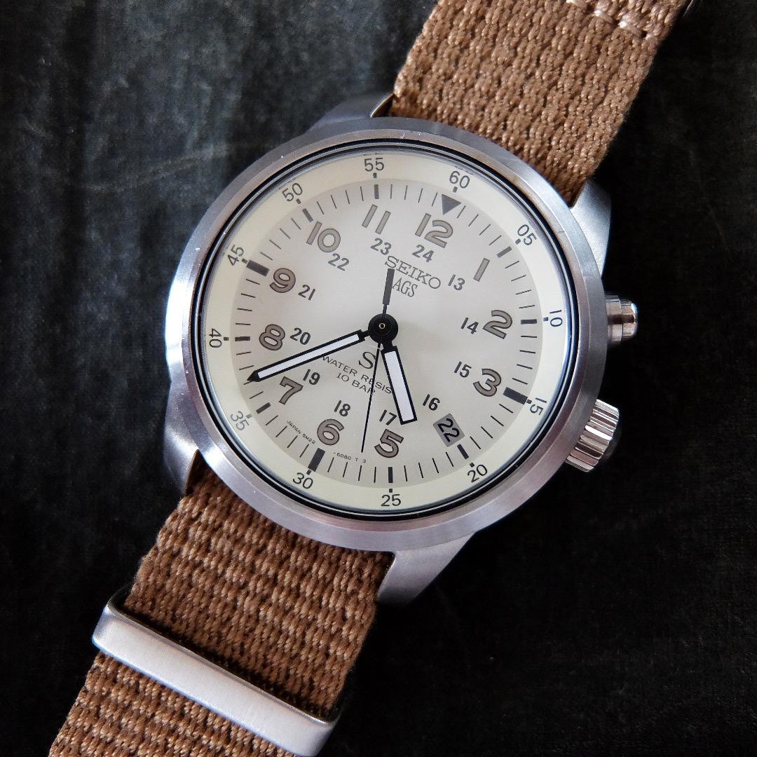Seiko SUS AGS Military Dial 5M22-6C20 Watch Men’s
