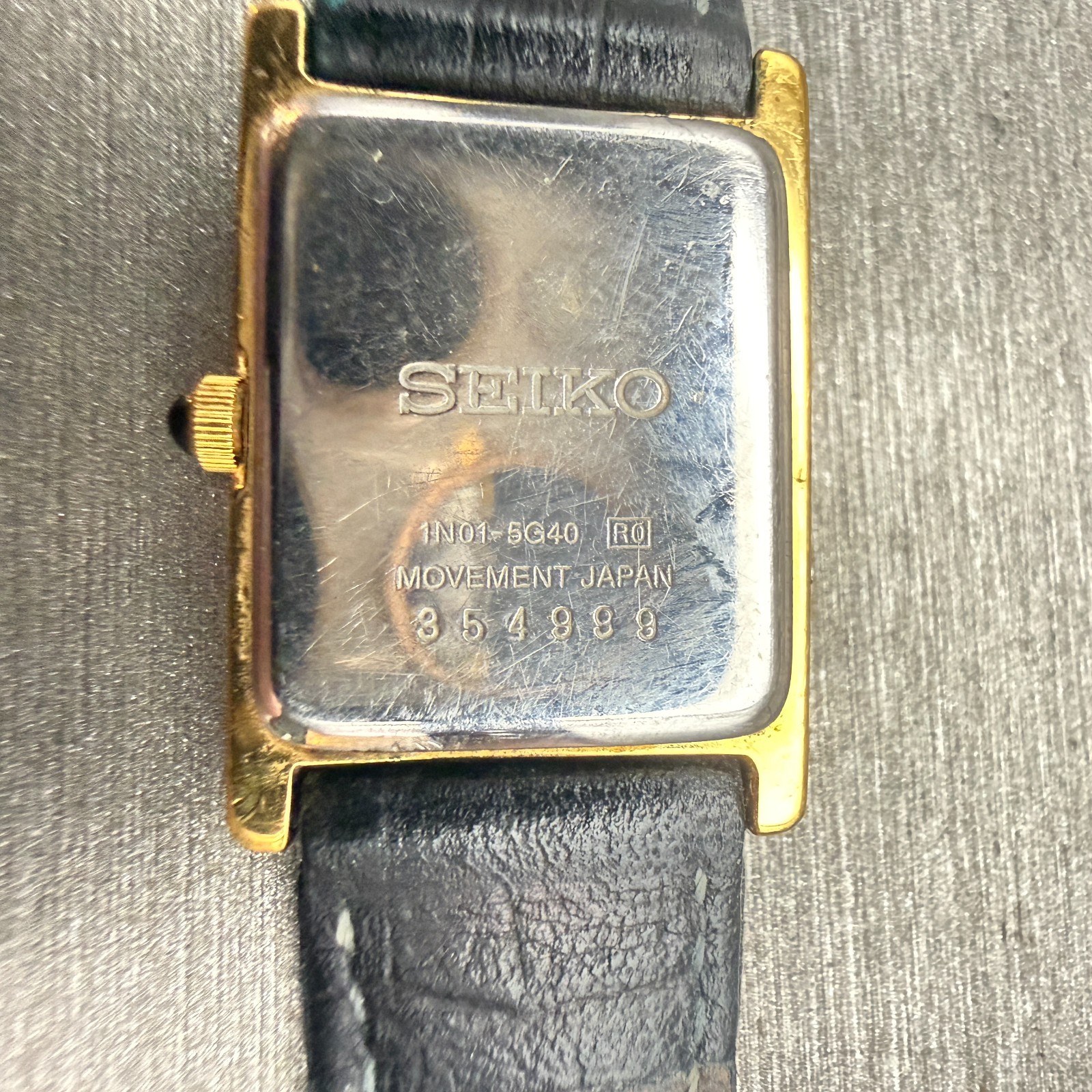Seiko Watch Women 18mm White Dial Gold Tone Rectangle 1N01-5G40 New Battery VTG