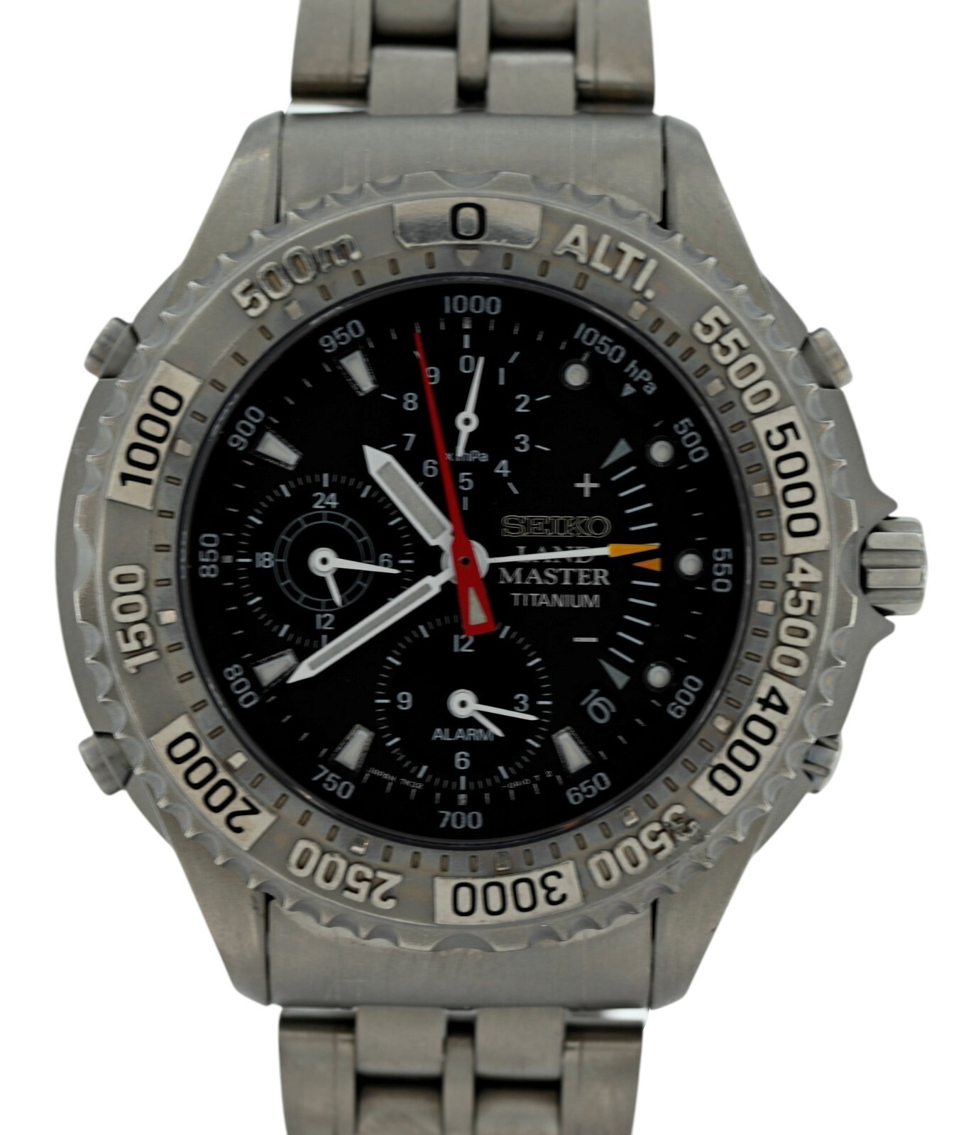 Men’s 41mm Seiko Kinetic Titanium Landmaster SBCN003 Black Dial Watch 7K32-0A10!