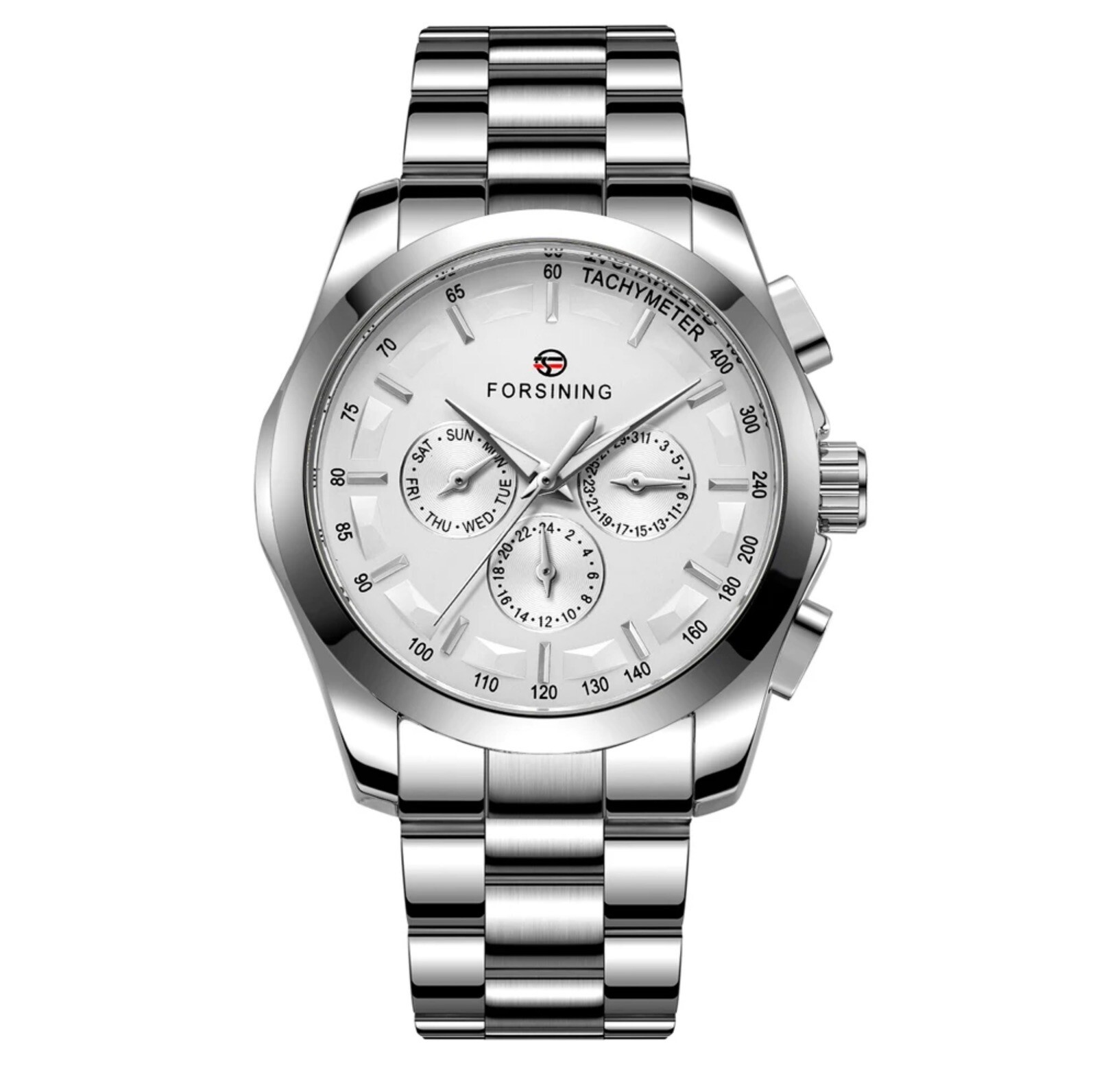 Forsining Mens BIG 45mm Luxury Watch Genuine Leather Band. Great Gift Idea.