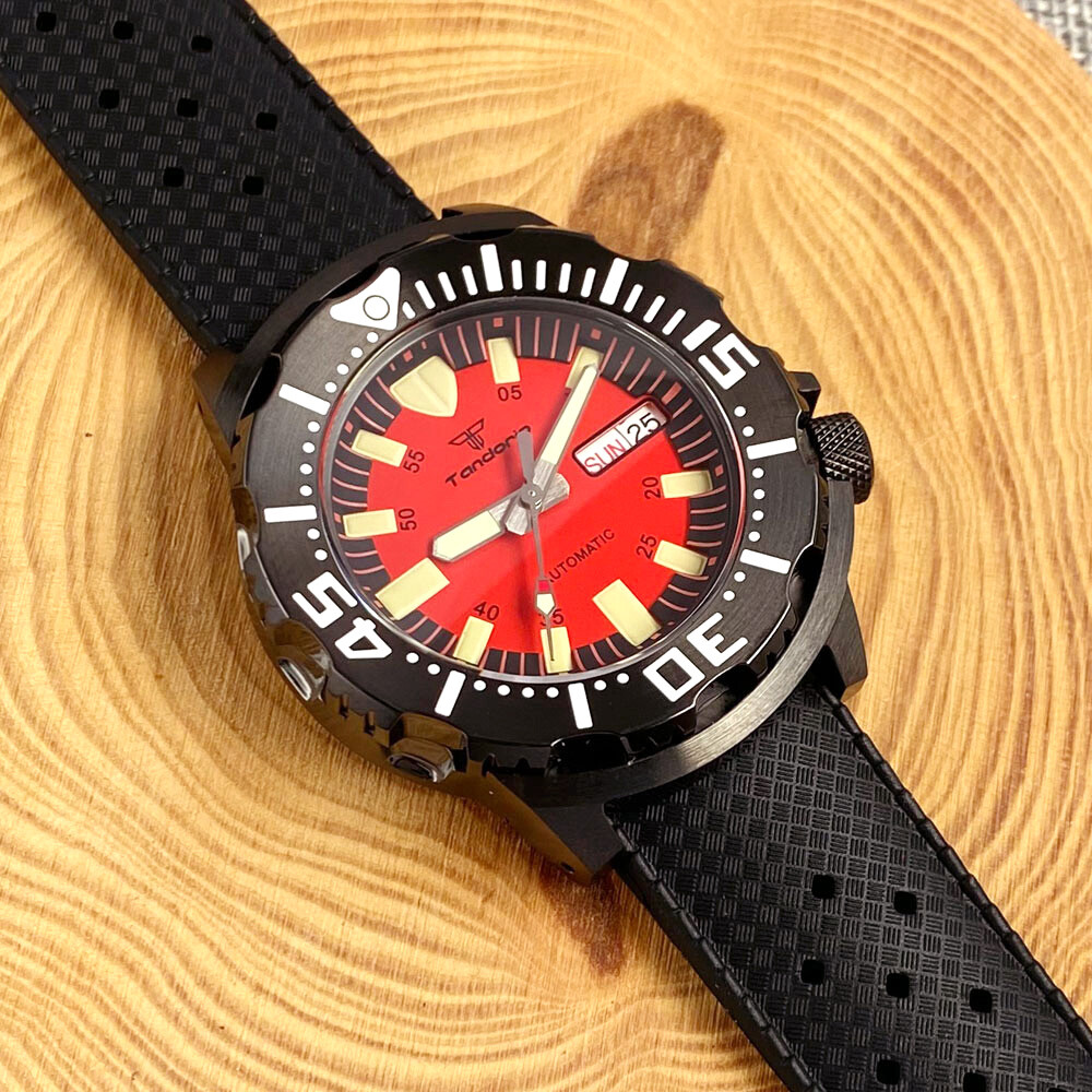 42mm Monster NH36 Automatic movement PVD black Lumious dial Watch For Men