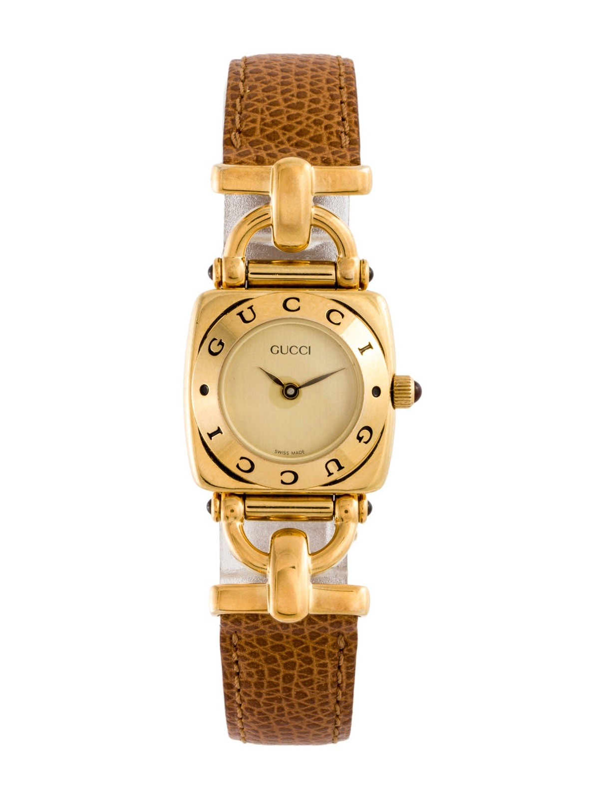 [ Exc+5 w/Case ] Gucci 6300L Gold Square Women’s Quartz Watch