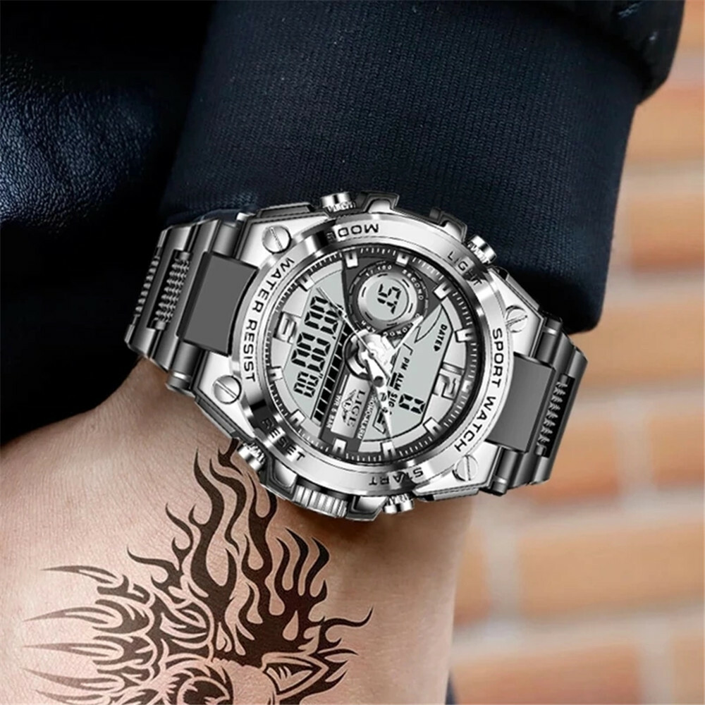 LIGE Men Military Watch Top Brand Sport Digital Wristwatch LED Display Stopwatch