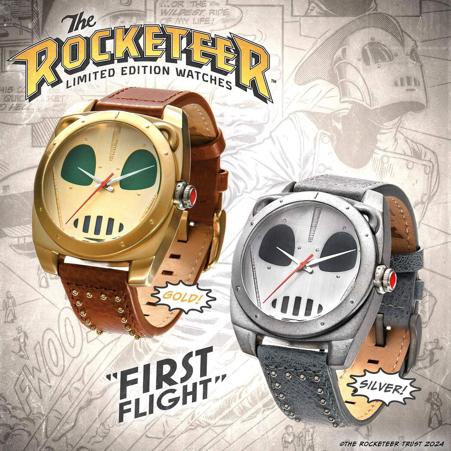 The Rocketeer “First Flight” Watch – Gold or Silver Limited Edition by Okkto