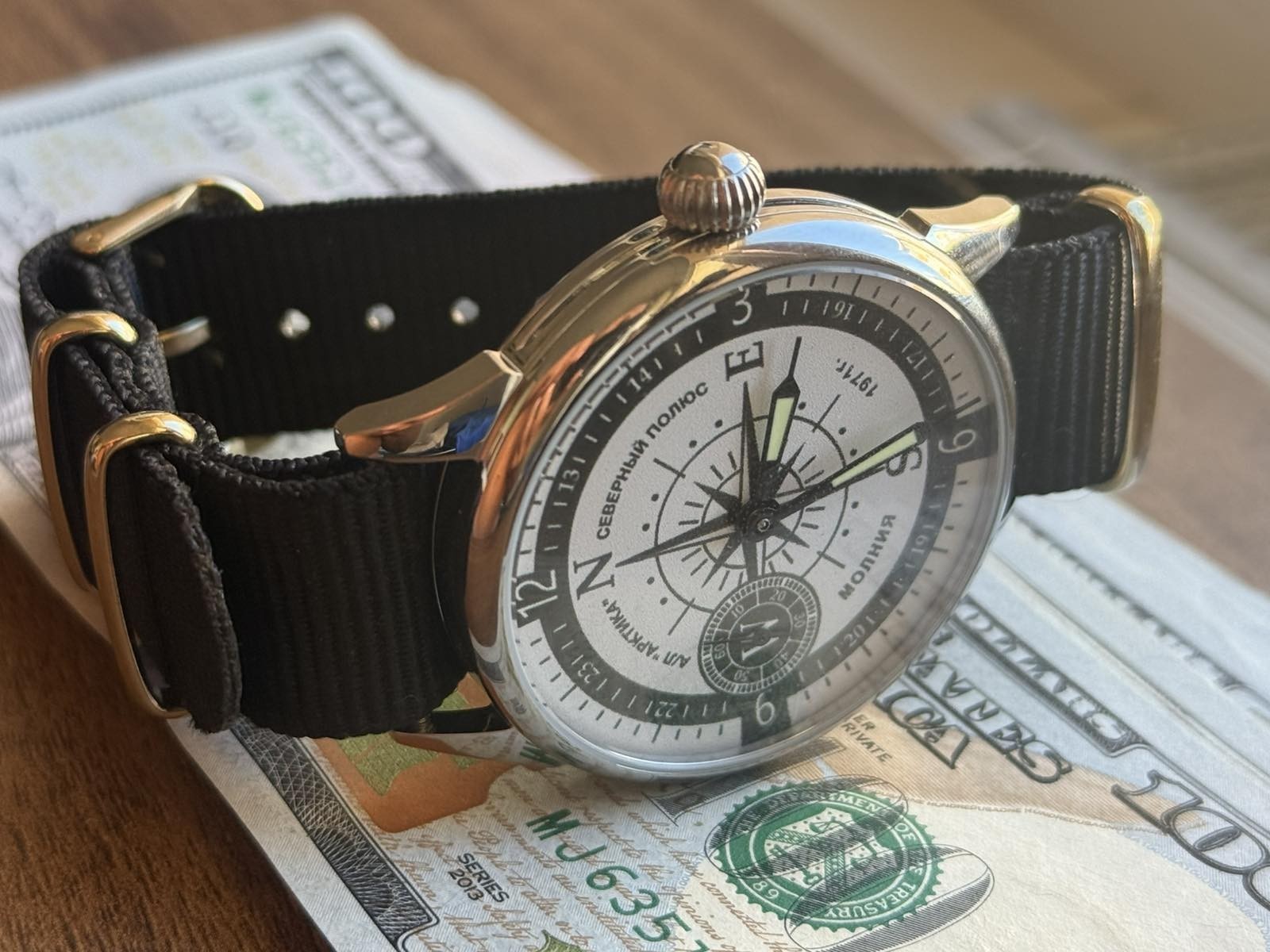 Watch Mechanical Wrist Molniya Compass Men’s Russian Soviet USSR Strap Vintage