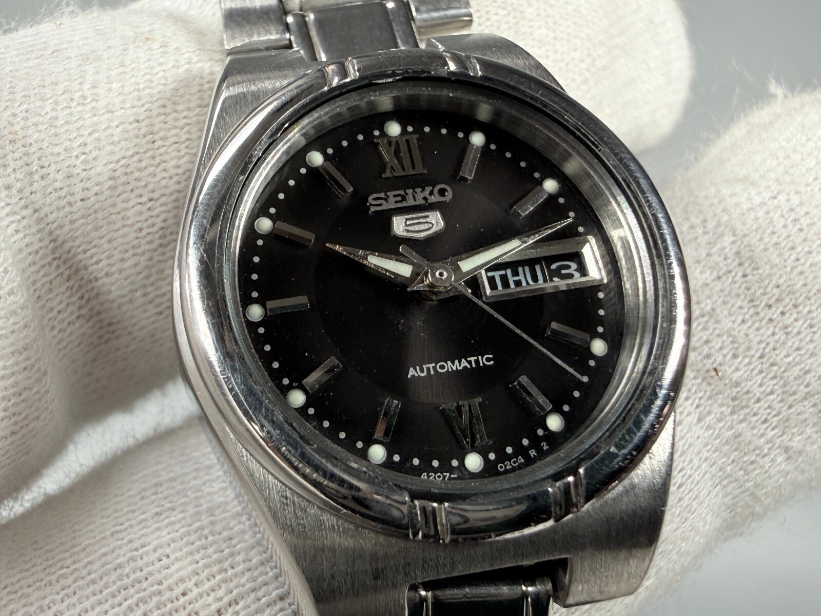 Seiko 5 4207-00K0 Automatic 23mm Black Dial Ladies Watch Day Date Japan