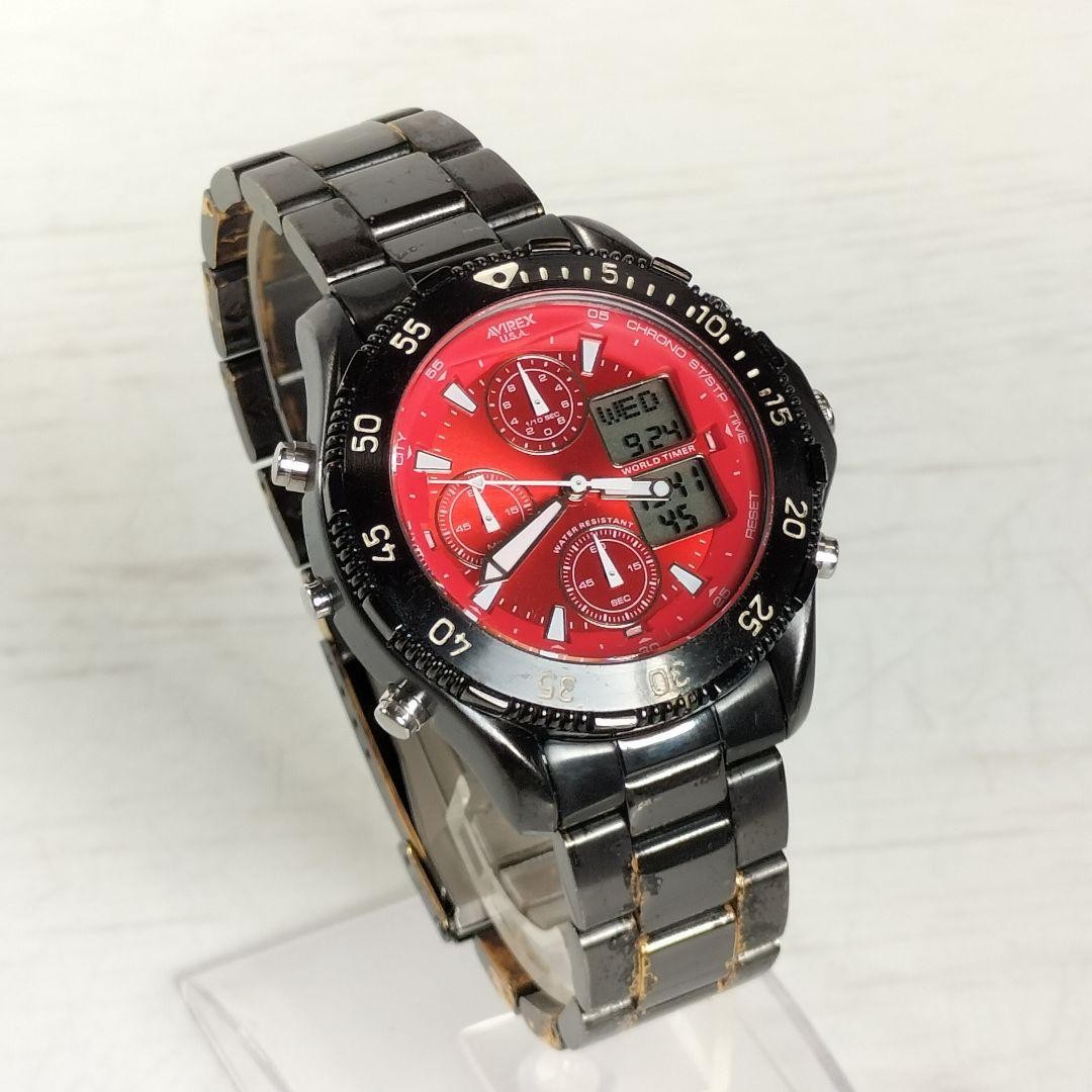 Avirex USA Ana-Digi AVX-DA7 Chronograph Quartz Military Watch Used