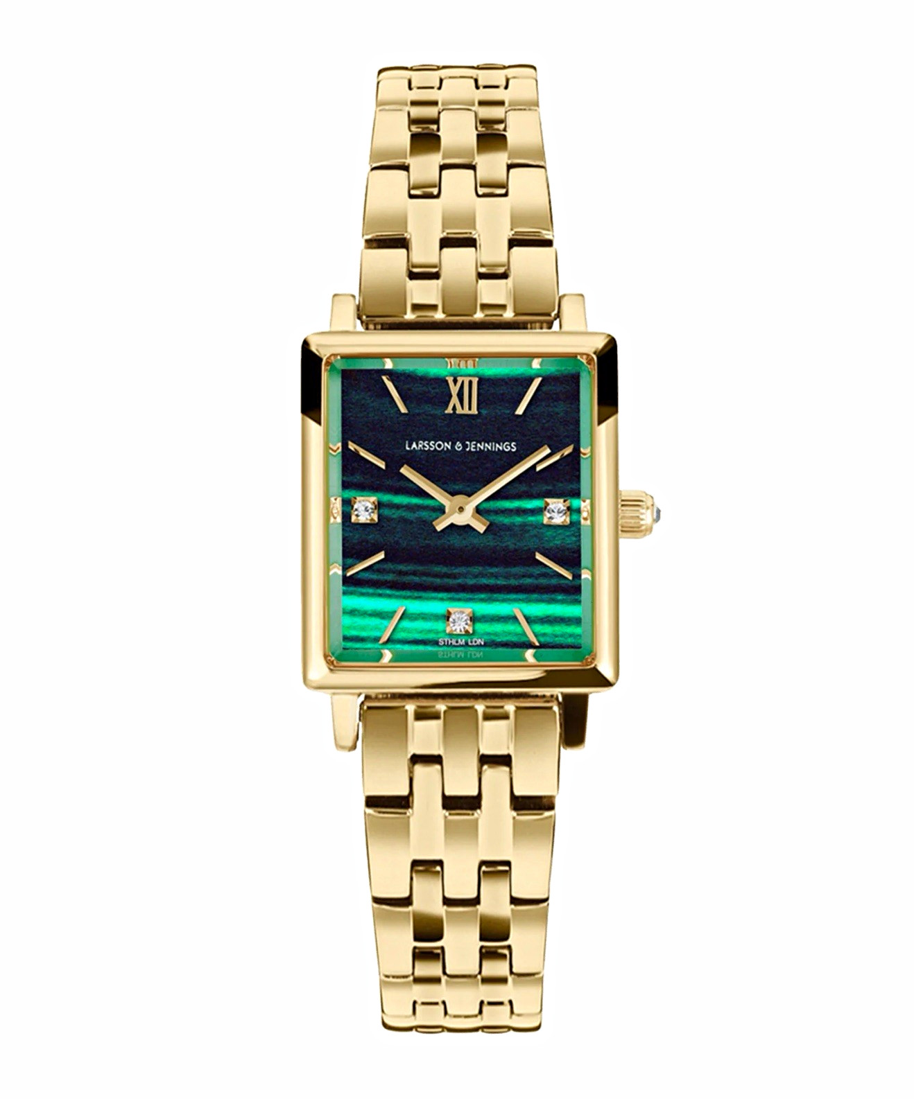 Larsson & Jennings Women’s Gold Tone Bracelet Watch Analog Green Dial Rect 31mm