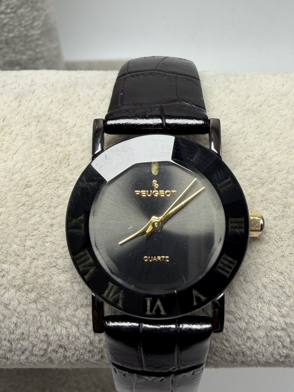 Peugeot PQ8283L New Battery Ladies Watch 24MM 6.5″ Black Leather Band