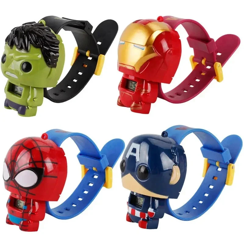 Superhero Comic Digital Wrist Watch Boys Girls Toy Gift Cartoon Adjustable 1pcs